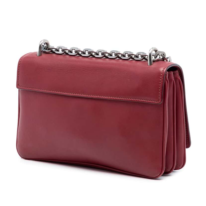 Prada Soft Calf Chain Crossbody Red Leather Very good condition - Back View