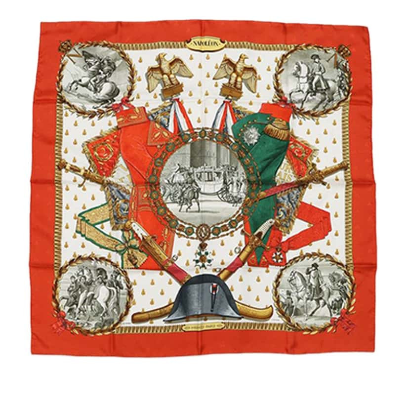 Hermès Napoleon Silk Scarf Orange Very good condition - Front View