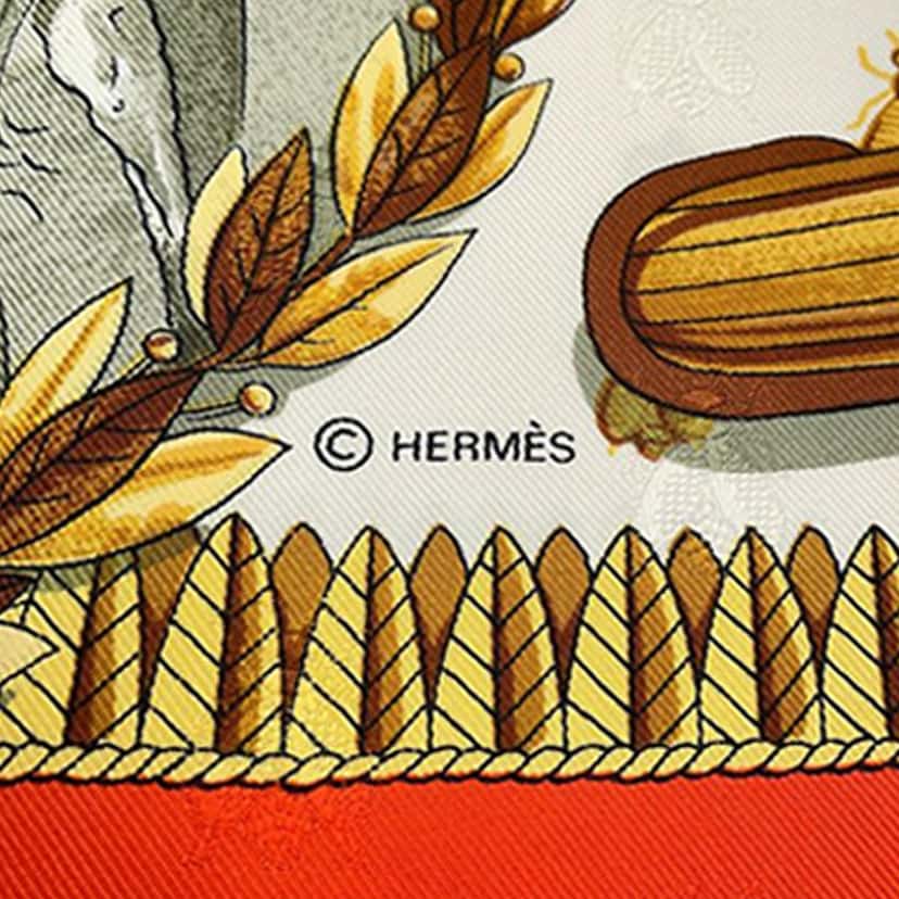 Hermès Napoleon Silk Scarf Orange Very good condition - Model View