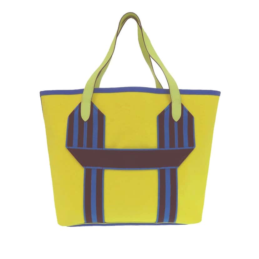 Hermès Toile and Clemence Pursangle Tote Yellow Very good condition - Back View