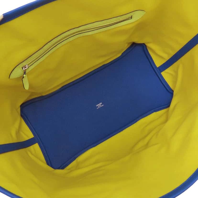 Hermès Toile and Clemence Pursangle Tote Yellow Very good condition - Model View