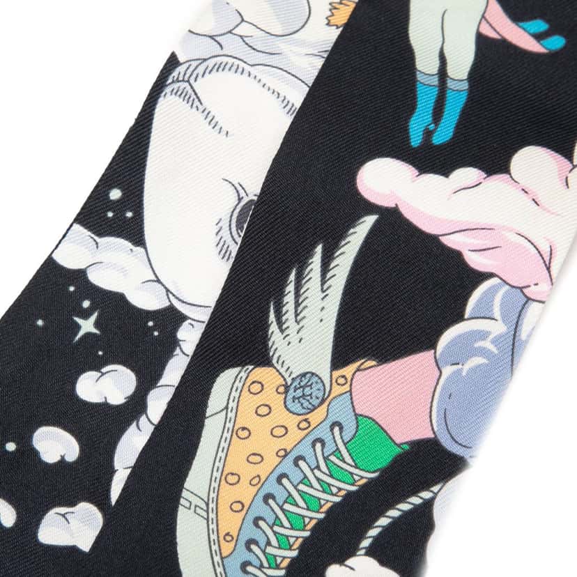 Hermès Sur Mon Nuage Silk Twilly Scarf Black Very good condition - Back View