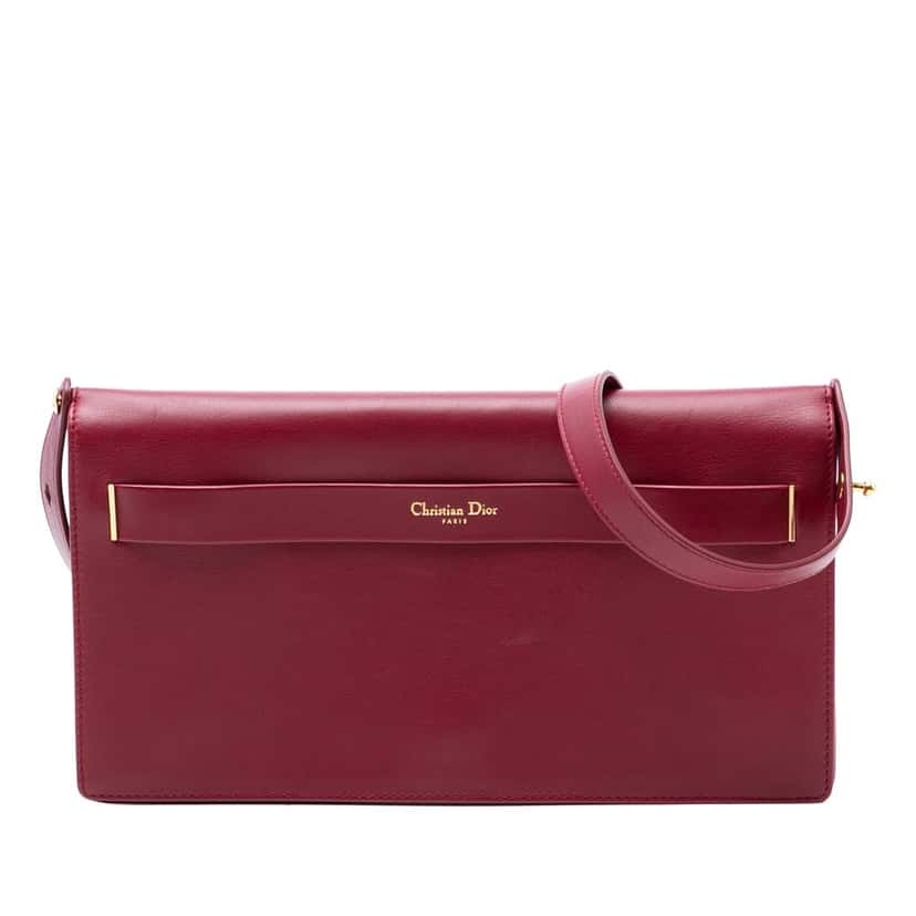 Dior Leather Convertible Flap Shoulder Bag Red Leather Very good condition - Front View