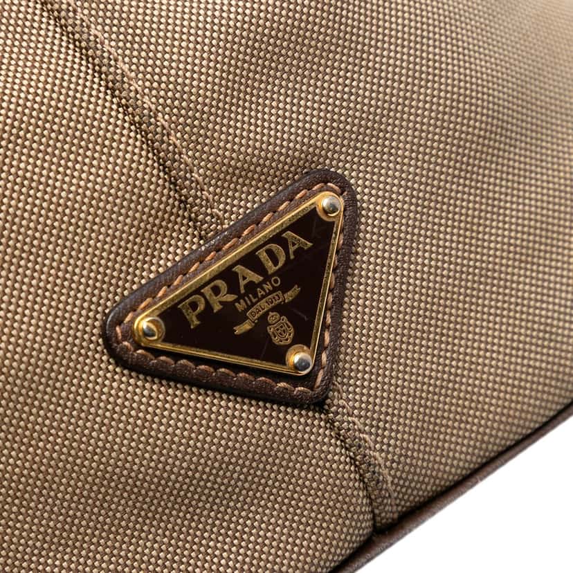 Prada Canvas Canapa Logo Satchel Brown Very good condition - Model View
