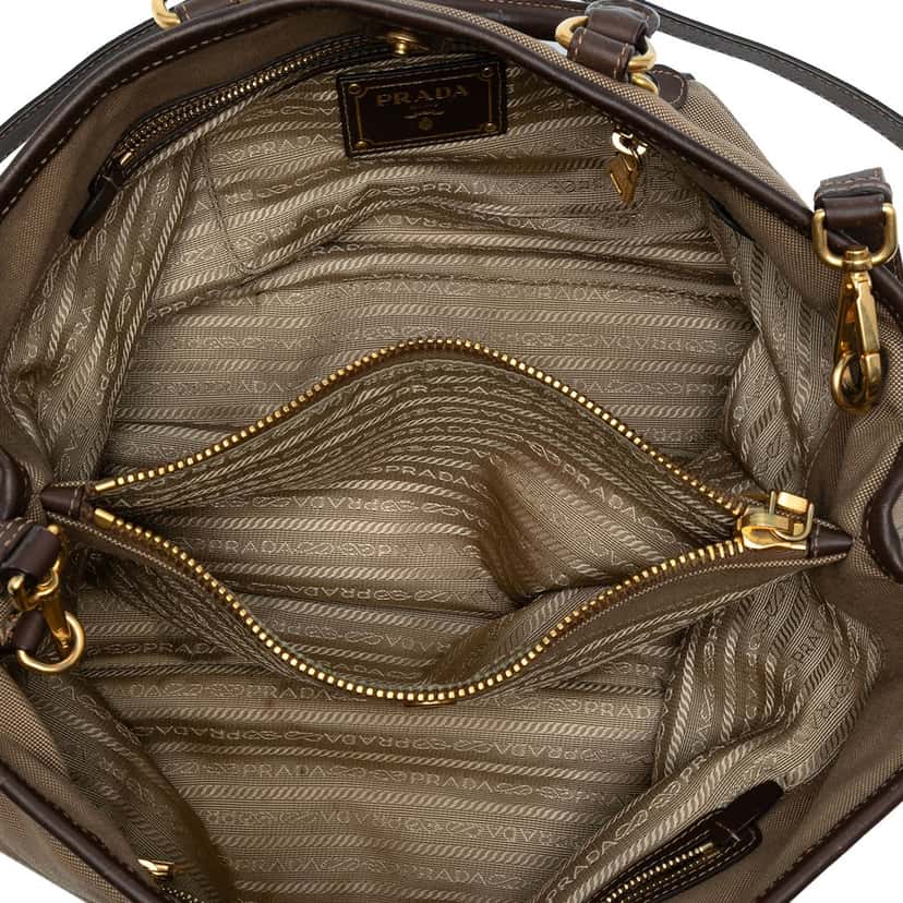 Prada Canvas Canapa Logo Satchel Brown Very good condition - Box View