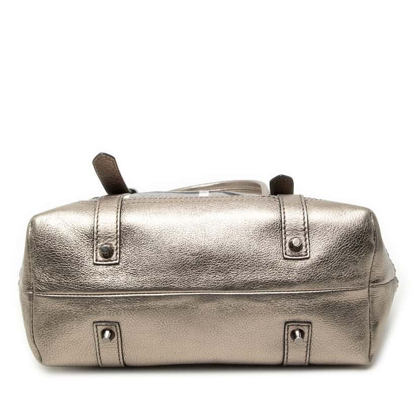 Burberry Small Shimmer Check Canvas Tote Silver Very good condition - Inside View