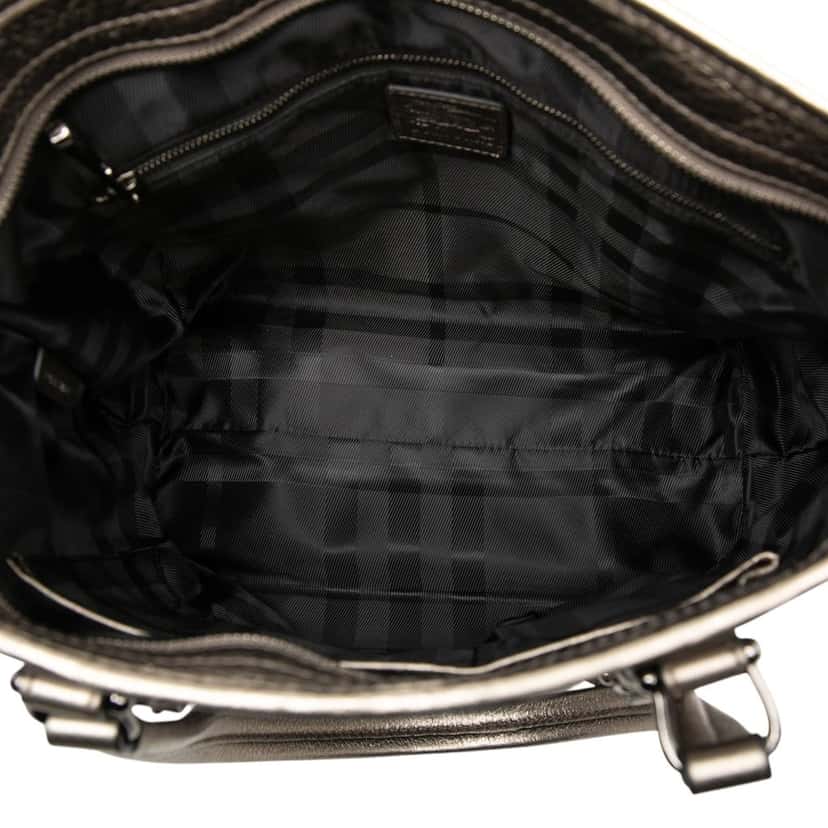 Burberry Small Shimmer Check Canvas Tote Silver Very good condition - Model View