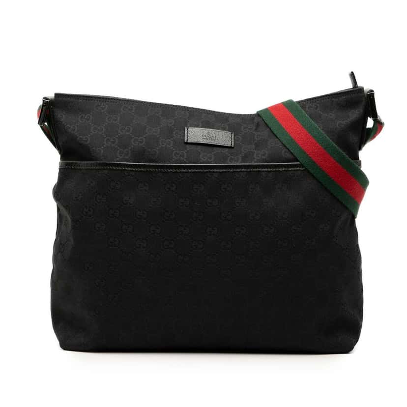 Gucci GG Canvas Web Crossbody Black Very good condition - Front View