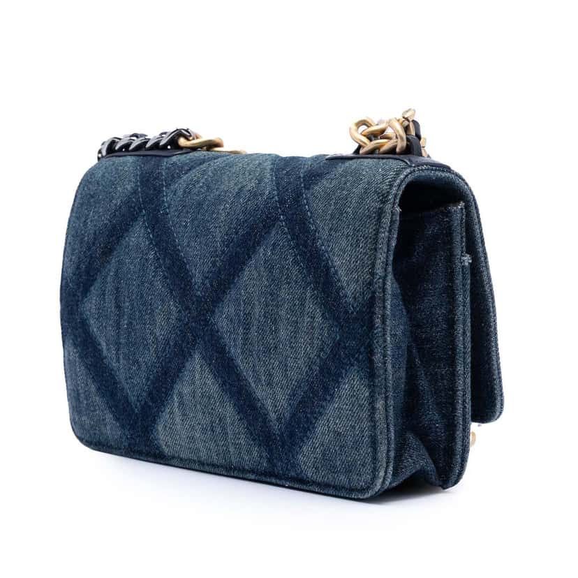 Chanel Denim 19 Flap Wallet On Chain Blue Very good condition - Back View