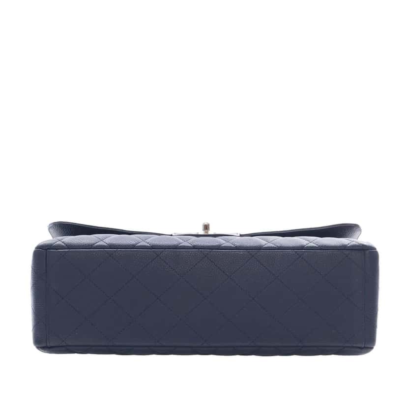 Chanel Maxi Classic Caviar Double Flap Blue Leather Very good condition - Box View