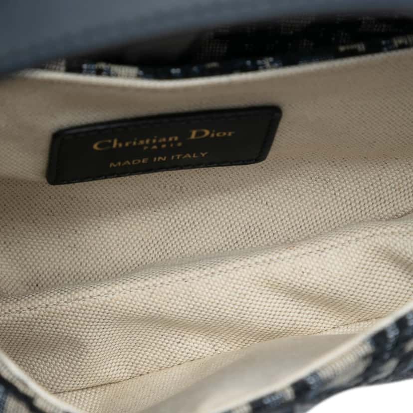 Dior Mini Oblique Canvas Saddle Bag Blue Very good condition - Box View