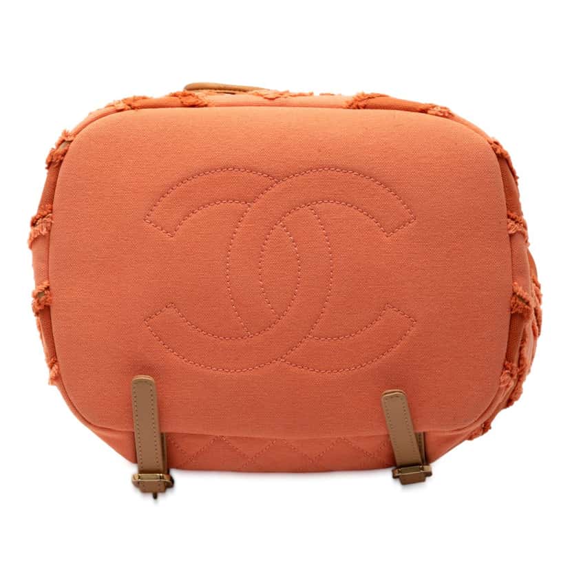 Chanel Paris Cuba Chevron Canvas Twist Drawstring Backpack Orange Good condition - Inside View