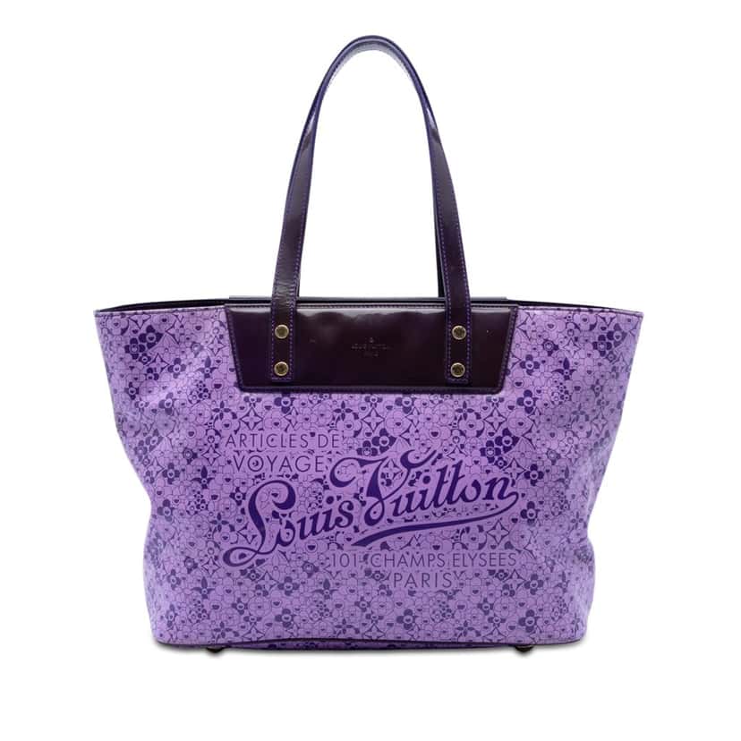 Louis Vuitton Takashi Murakami Coated Canvas Cosmic Blossom Tote PM Purple Very good condition - Front View