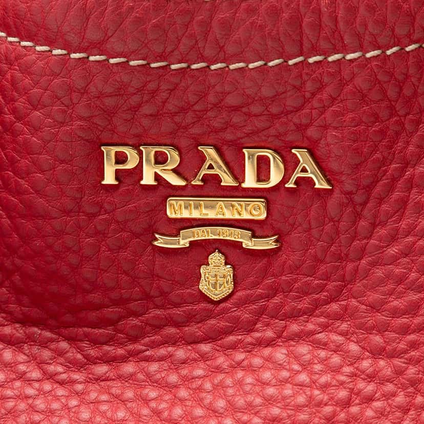 Prada Vitello Daino Open Convertible Tote Red Leather Very good condition - Box View