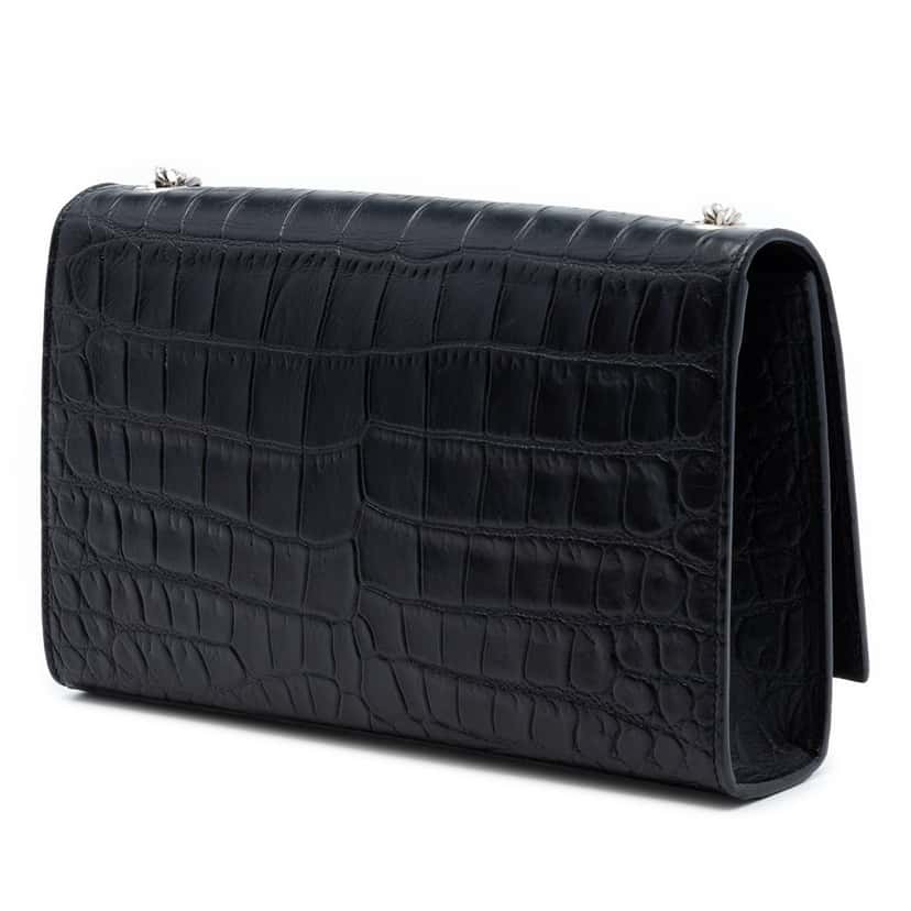 Saint Laurent Medium Croc Embossed Leather Kate Tassel Crossbody Black Leather Very good condition - Back View