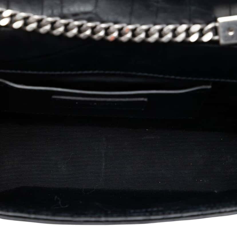 Saint Laurent Medium Croc Embossed Leather Kate Tassel Crossbody Black Leather Very good condition - Model View