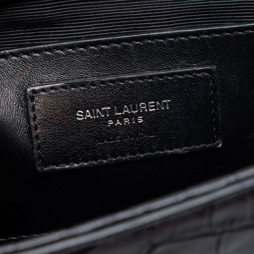 Saint Laurent Medium Croc Embossed Leather Kate Tassel Crossbody Black Leather Very good condition - Box View