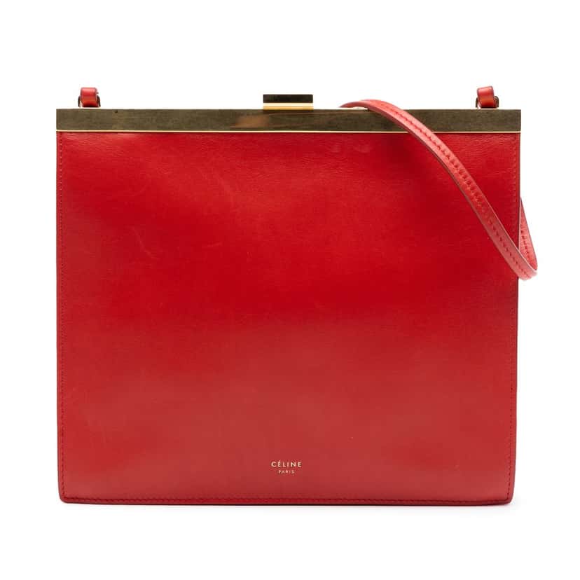 Celine Mini Smooth Calfskin Clasp Bag Red Leather Very good condition - Front View