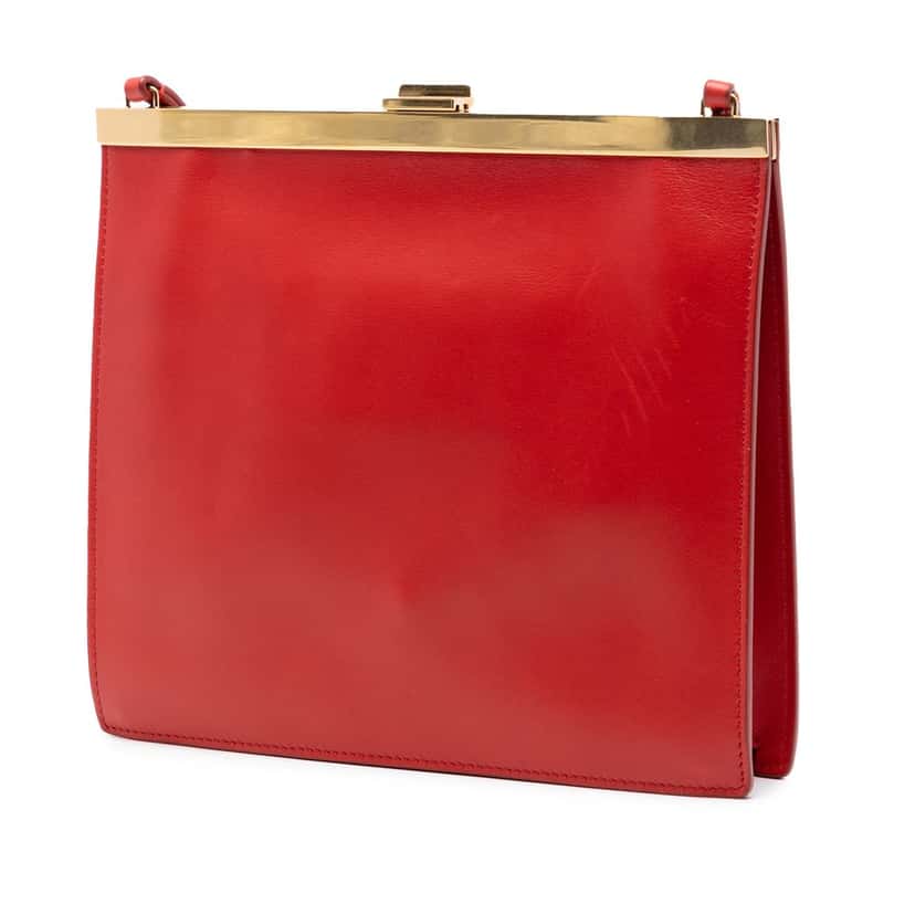 Celine Mini Smooth Calfskin Clasp Bag Red Leather Very good condition - Back View