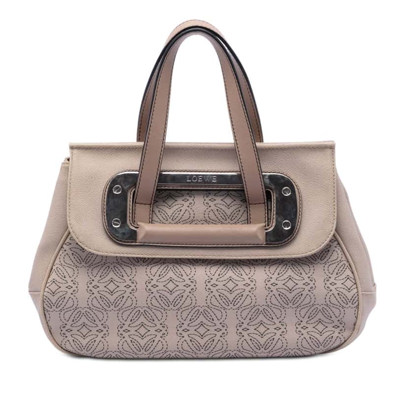 LOEWE Anagram Coated Canvas Kite Satchel Brown Very good condition - Front View