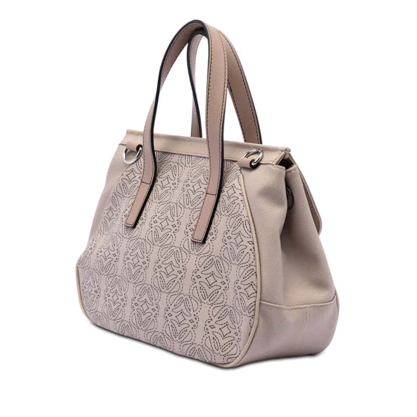 LOEWE Anagram Coated Canvas Kite Satchel Brown Very good condition - Back View