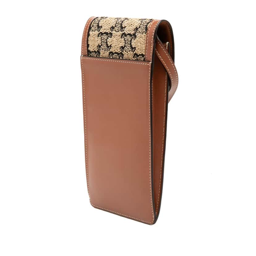 Celine Triomphe Textile Triomphe Phone Pouch Flap Crossbody Beige Very good condition - Back View