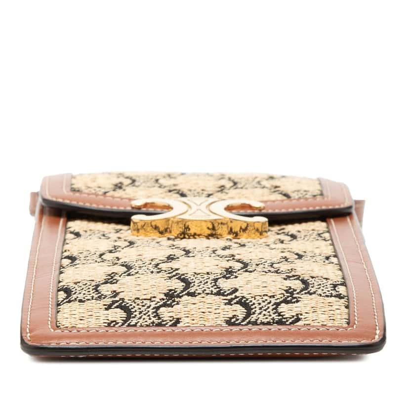 Celine Triomphe Textile Triomphe Phone Pouch Flap Crossbody Beige Very good condition - Inside View