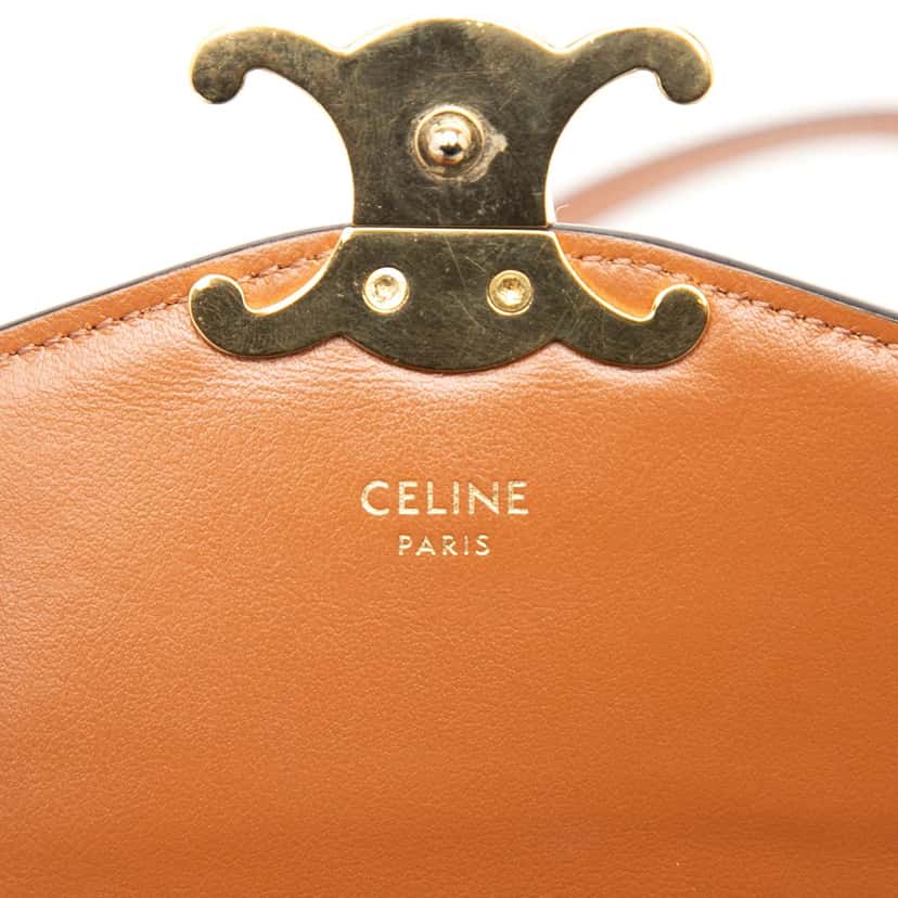 Celine Triomphe Textile Triomphe Phone Pouch Flap Crossbody Beige Very good condition - Box View