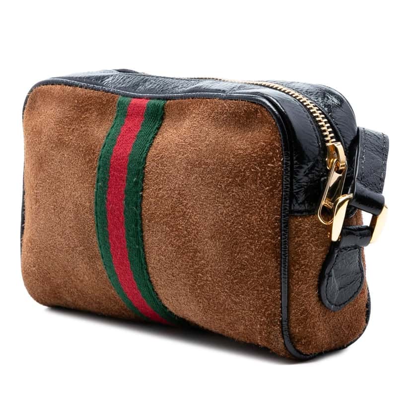 Gucci Mini Suede Web Ophidia Crossbody Brown Leather Very good condition - Back View