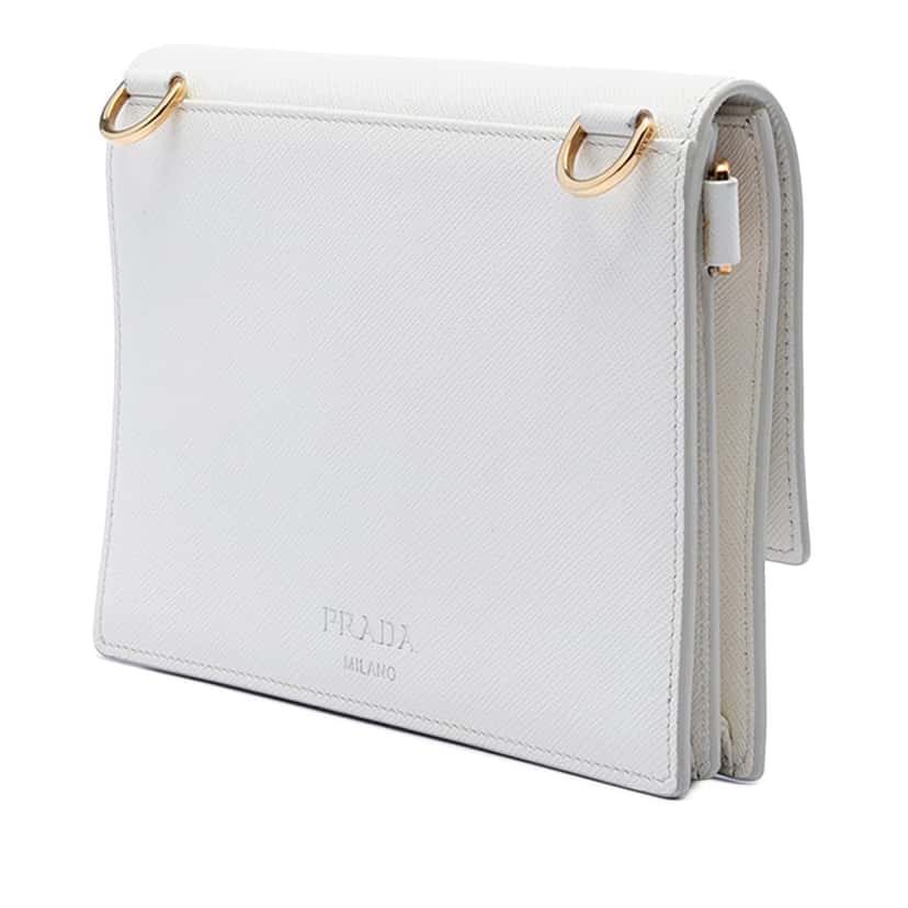 Prada Saffiano Heart Lock Crossbody White Leather Very good condition - Back View