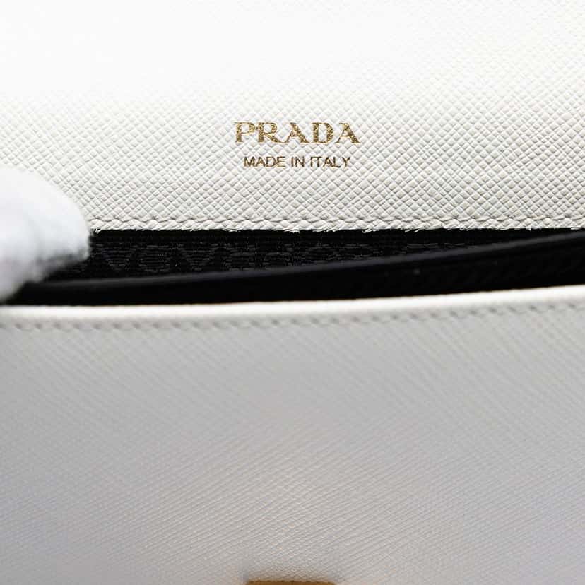 Prada Saffiano Heart Lock Crossbody White Leather Very good condition - Box View