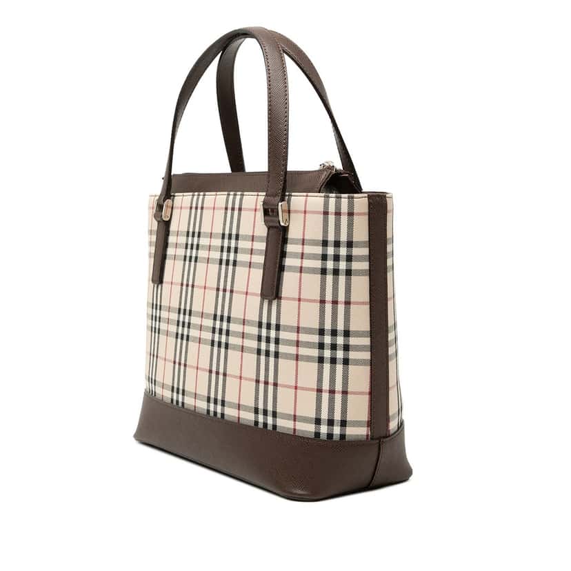 Burberry House Check Canvas Handbag Beige Very good condition - Back View