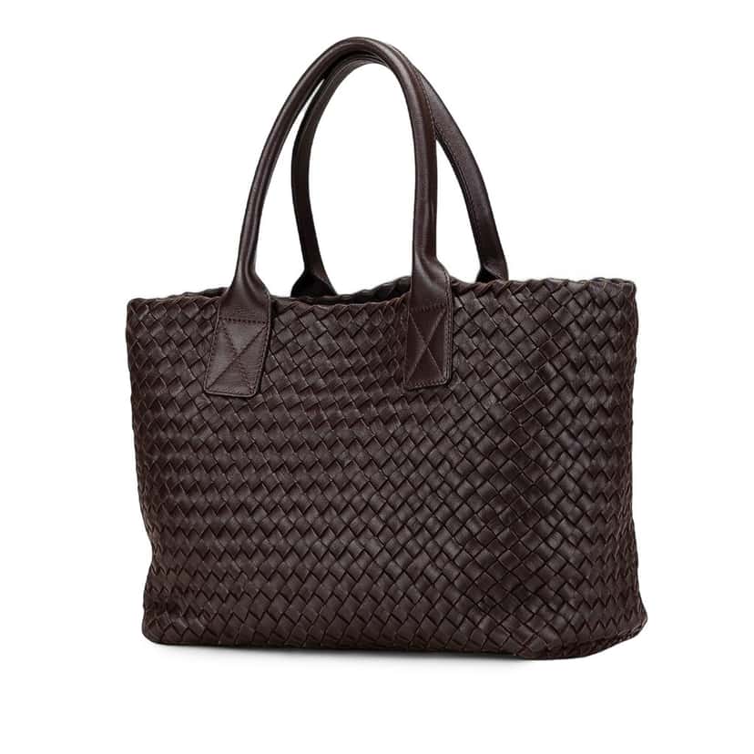 Bottega Veneta Lambskin Intreccio Cabat Tote Brown Leather Very good condition - Back View