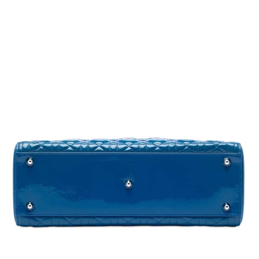 Dior Large Patent Cannage Lady Dior Blue Leather Very good condition - Inside View