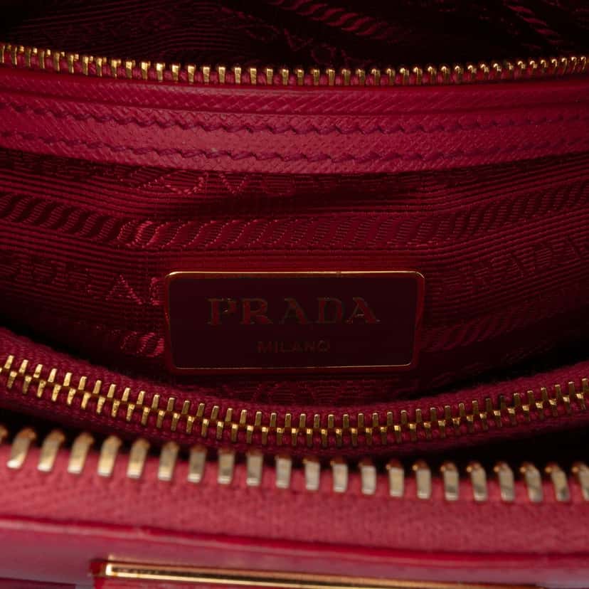 Prada Small Saffiano Lux Promenade Satchel Pink Leather Good condition - Box View