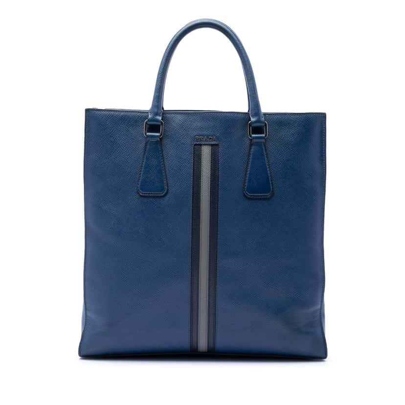 Prada Saffiano Lux Tote Blue Leather Very good condition - Front View