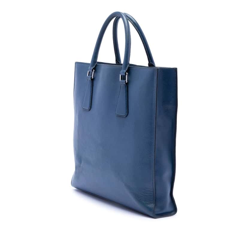Prada Saffiano Lux Tote Blue Leather Very good condition - Back View