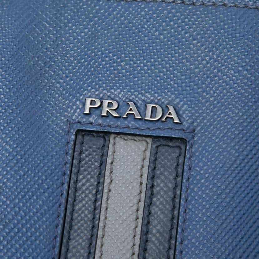 Prada Saffiano Lux Tote Blue Leather Very good condition - Box View