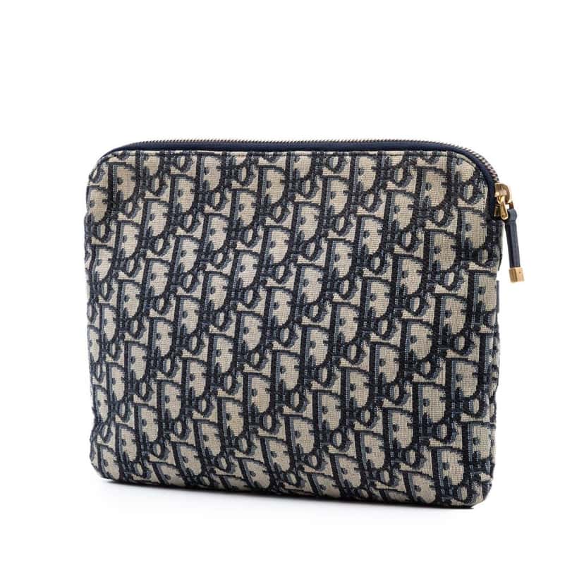 Dior Oblique Canvas Clutch Blue Very good condition - Back View