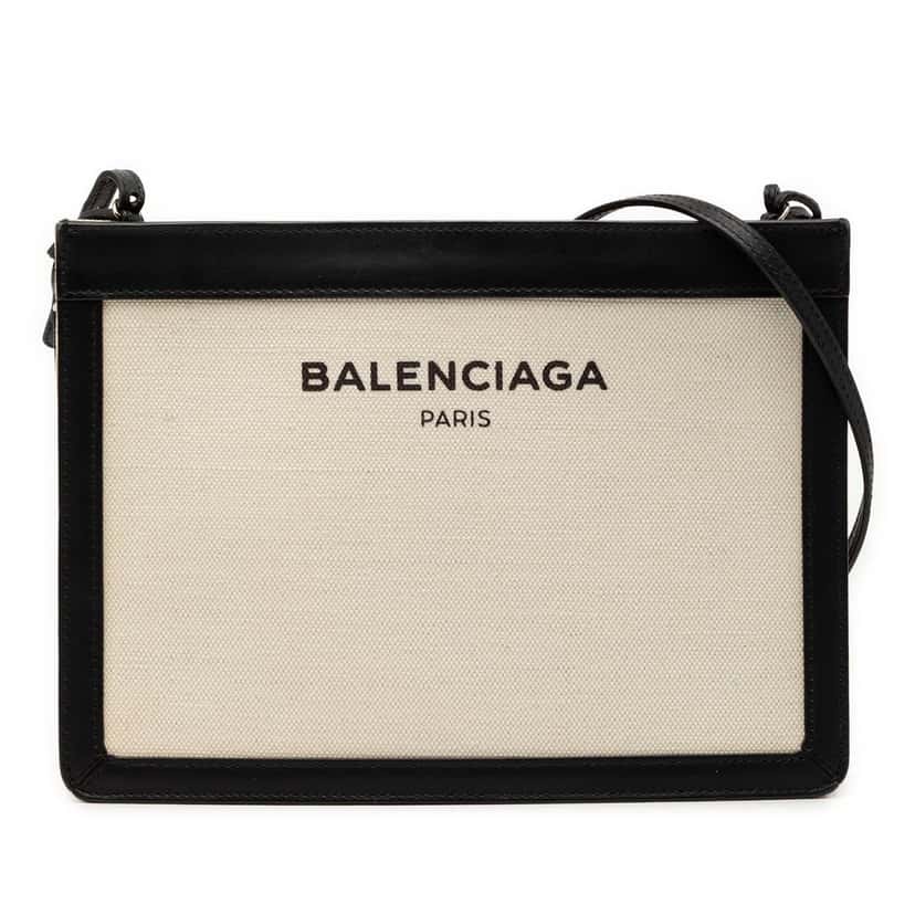 Balenciaga Canvas Navy Pochette Crossbody Brown Very good condition - Front View