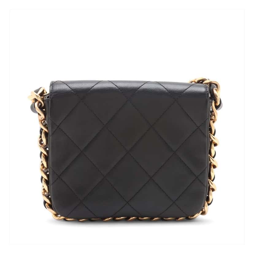 Chanel Small Quilted Calfskin Framing Chain Flap Black Leather Very good condition - Back View