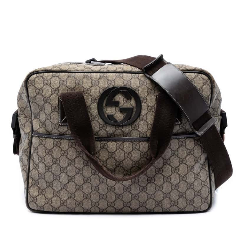 Gucci GG Supreme Interlocking G Briefcase Beige Very good condition - Front View