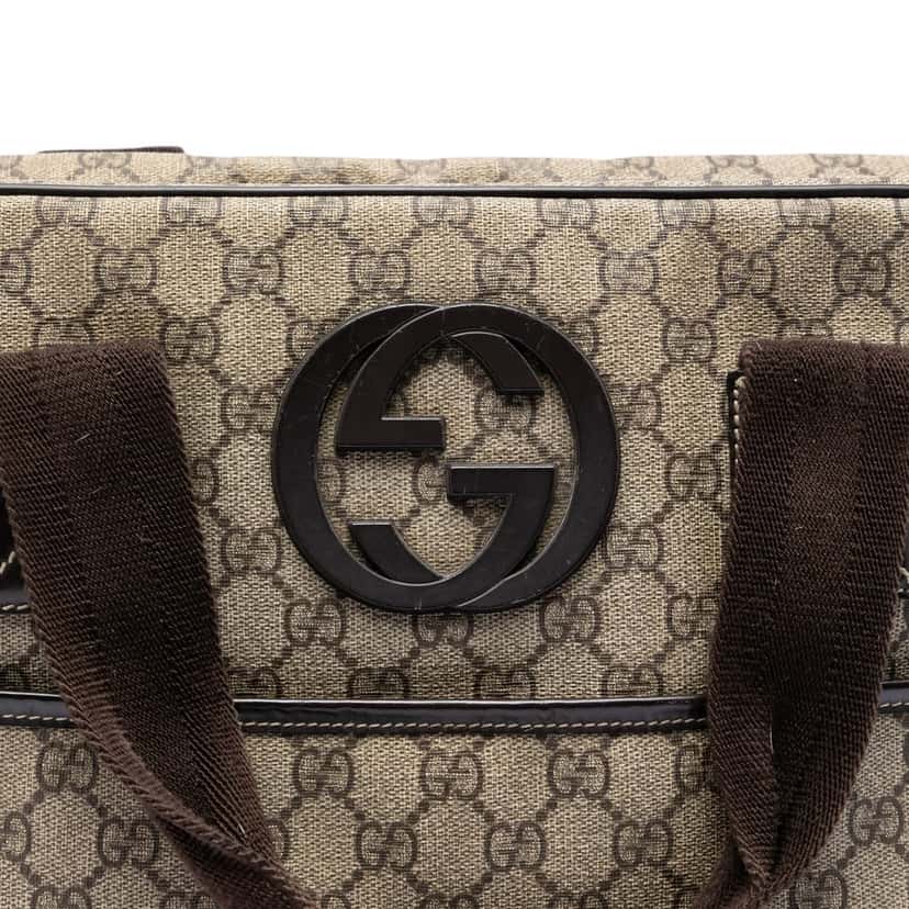Gucci GG Supreme Interlocking G Briefcase Beige Very good condition - Box View