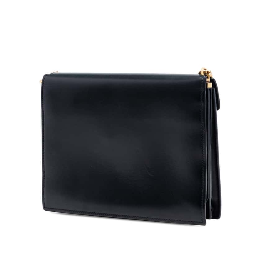 Saint Laurent Smooth Calfskin Monogram Cassandra Clasp Bag Black Leather Very good condition - Back View