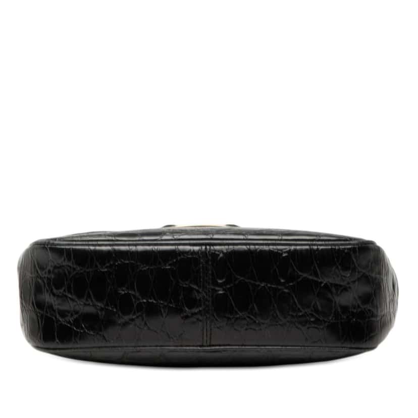 Ferragamo Croc Embossed Vara Bow Top Handle Bag Black Leather Very good condition - Inside View