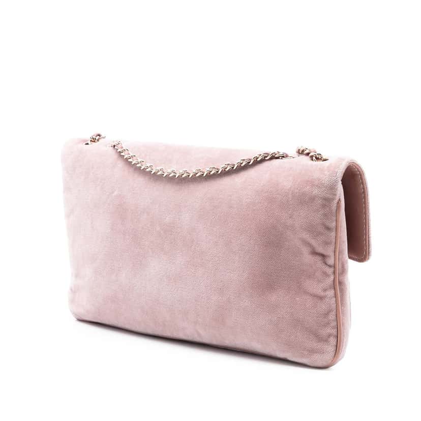 Chanel Quilted Velvet Giant Mademoiselle Turnlock Shoulder Bag Pink Very good condition - Back View
