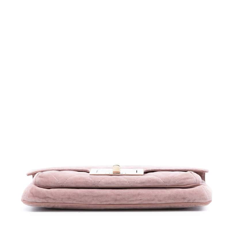Chanel Quilted Velvet Giant Mademoiselle Turnlock Shoulder Bag Pink Very good condition - Inside View