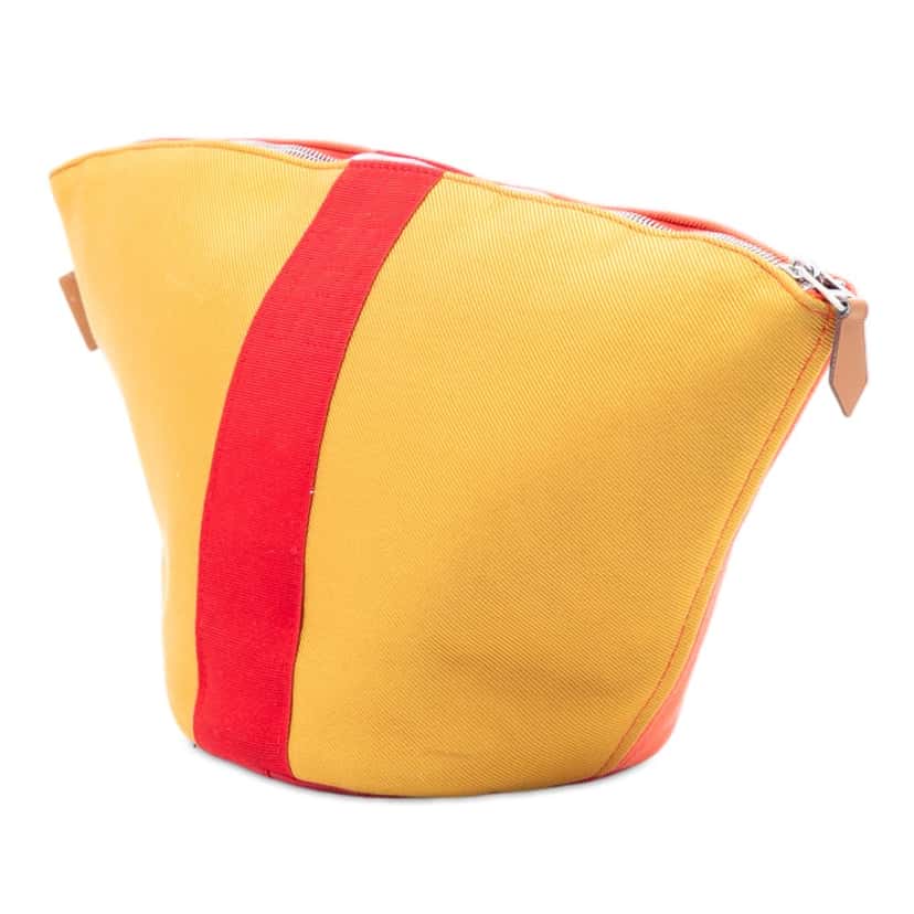 Hermès Mini Toile Palmyre Pouch Orange Very good condition - Back View