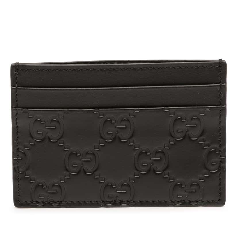 Gucci Guccissima Card Holder Black Leather Never worn - Front View