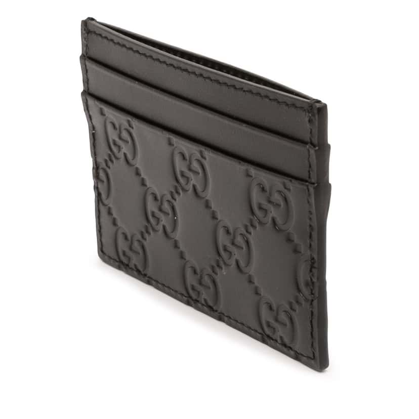 Gucci Guccissima Card Holder Black Leather Never worn - Back View